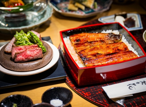 四万十うなぎと前沢牛の会席
