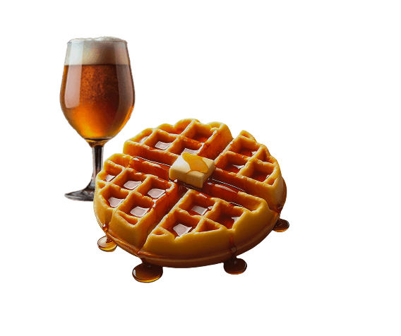 左:ビール 右:ワッフル