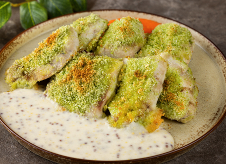 オオニベの香草パン粉焼き 粒マスタード風味のクリームソース